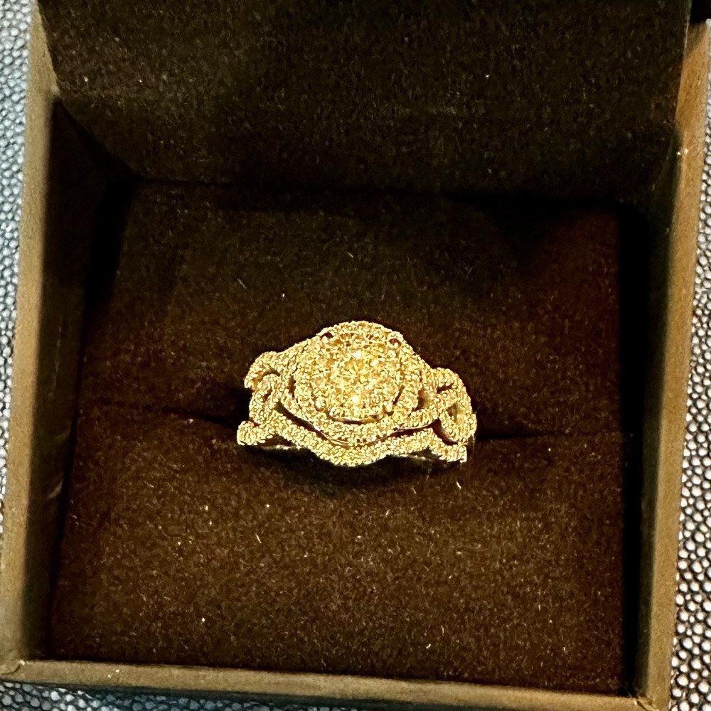 Engagement and Wedding Ring Set. White gold, halo, purchased at Zales. Size 7